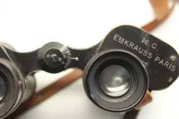 ww1 service glass binoculars 6x30 M.G Ets Krauss Paris military glass in a quiver with compass and reticle