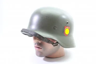 Former SS helmet M35 apple green with double emblem and acceptance stamp, manufacturer Q66