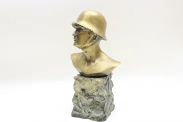 Soldier bust on base, table decoration with steel helmet M34