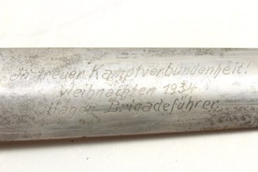 SA dagger with a dedication from SA Brigadführer Hager, unopened, Gau WF