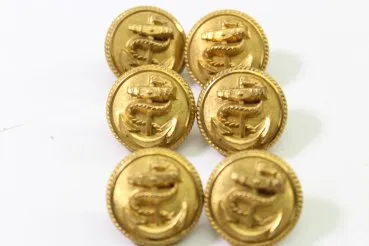 6 Stück Marine Uniformknopf 23mm rückseitig Extra Standard Treble