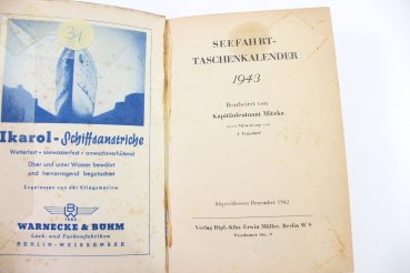 Preview: Seefahrt-Taschenkalender 1943 Bearbeitet von Kapitänleutnant Mitzka