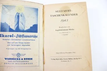 Maritime Pocket Calendar 1943 Edited by Lieutenant Mitzka with the assistance of J. Traxdorf