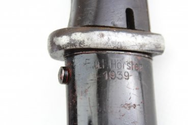 K98 Bajonett, Hersteller Hörster, Gestempelte Klinge u. Scheide, 1939