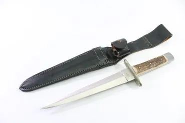 GDR knife / hunting knife from the GML Leegebruch knife forge, with leather sheath.