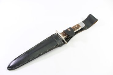 GDR knife / hunting knife from the GML Leegebruch knife forge, with leather sheath.