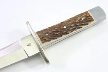 DDR Messer / Hirschfänger GML Genossenschaft Messerschmiede Leegebruch mit Lederscheide