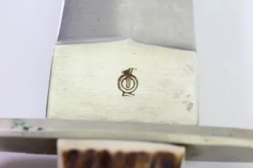 DDR Messer / Hirschfänger GML Genossenschaft Messerschmiede Leegebruch mit Lederscheide