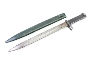 Ww1 Deutsches Seitengewehr, Ersatz Bajonett in Kastenform mit Metallgriffstück Ausführung extra Lang