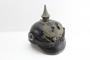 Preußen 1. Weltkrieg Pickelhaube, Helm Modell 1915 feldgrau für Mannschaften der Infanterie