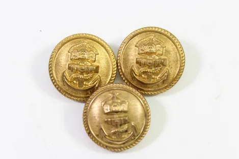 3x Kaiserliche Marine Knopf Metall  25 mm Hersteller Rudolf Karstadt Kiel