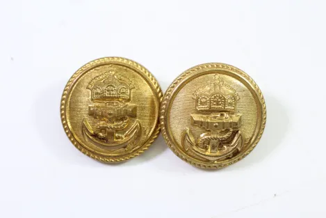 2 Knöpfe Vergoldet, Extra Fein für Uniform / Tracht