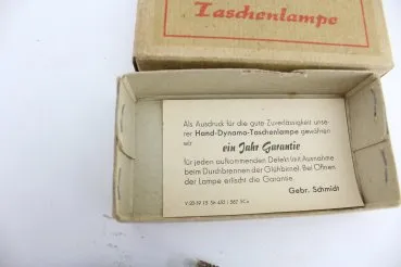 DDR / NVA Bakelit Dynamo Taschenlampe im Karton