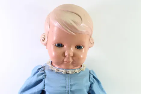 Alte Schildkröt Celluloid Puppe Inge 52 cm ca 1950