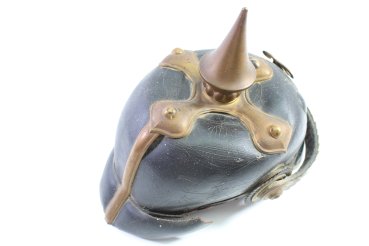 Pickelhaube Preußen Ersatzteilspender Kreublatt mit Spitze, Schuppenkette