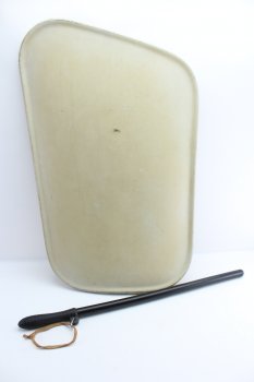 DDR Police shield and rubber baton of the German People's Police