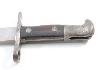 Schweizer Pionier Bajonett M1914 mit schönem Lederkoppelschuh im guten Zustand