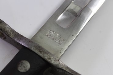 Schweizer Pionier Bajonett M1914 mit schönem Lederkoppelschuh im guten Zustand