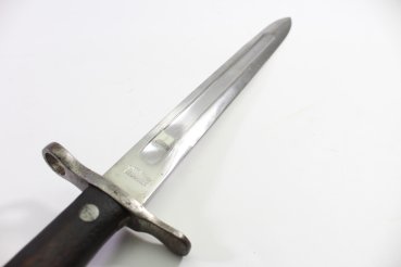 Schweizer Pionier Bajonett M1914 mit schönem Lederkoppelschuh im guten Zustand