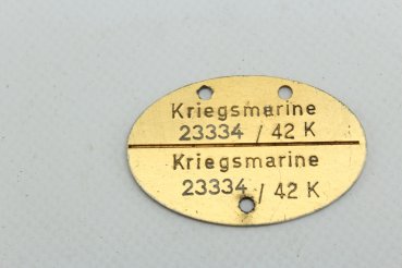 Erkennungsmarke Kriegsmarine 2334/42K   Aluminium vergoldet