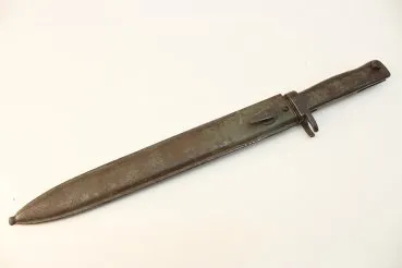 Ww1 Deutsches Seitengewehr, Ersatz Bajonett in Kastenform mit Metallgriffstück, nummeriert