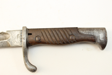 ww1 Seitengewehr, Bajonett 98 mit Sägerücken Hersteller G. Haenel in Suhl Nr. 2279, Modell 1915