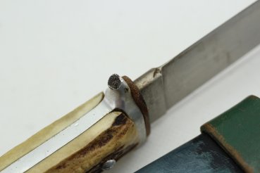 Othello Solingen hunting knife with leather sheath, Guard with damage, otherwise really good condition