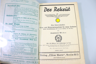 Der Rekrut" Eine Unterrichtsfibel für junge Soldaten datiert 1935/36 mit 191 Seiten. ​​​​​​​Schutzumschlag