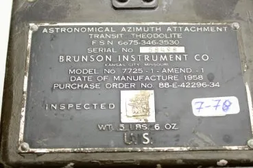 US Army 1958 Attachment device for theodolite observation device of the field artillery TM 5-9423