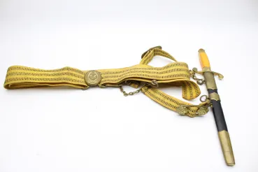 Russia USSR post-war dagger for navy officers, dated 1957, with hanger and armband, officer's dagger