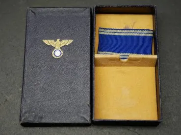 NSDAP Dienstauszeichnung in Silber mit Hersteller 30 in der blauen Verleihungsschachtel + Kleiner Bandspange für Silber und Bronze