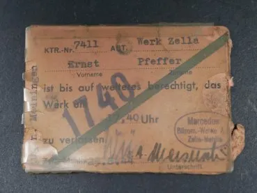 ID card from 1944 - Mercedes office machines department calculating machines