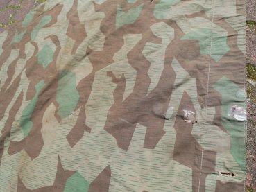 Used tarpaulin splinter camouflage triangular tarpaulin with manufacturer - 2x stamped