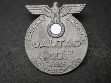 Badge - Gautag 10 years Westphalia-South 1938 Bochum