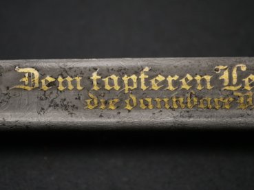 Geschenk Säbel mit große Rosendamast-Klinge, an "Dem tapferen Leutnant Otto Voss - die dankbare Vaterstadt Neuenrade"