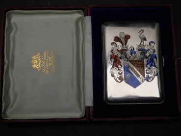 Geschenk Zigaretten-Etui - Admiral Eugen Ritter von Chmelarz + Frau - Weihnachten 1901 im Etui