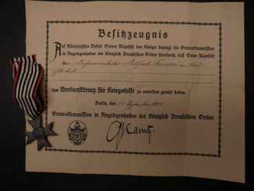 Verdienstkreuz für Kriegshilfe mit Urkunde 1917