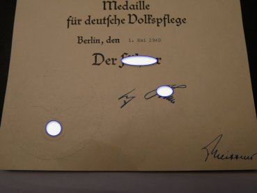 Medaille für deutsche Volkspflege am Band + Urkunde