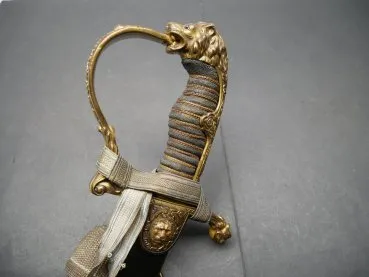 Bavaria - Heavy lion head sabre of a noble cavalry officer around 1870