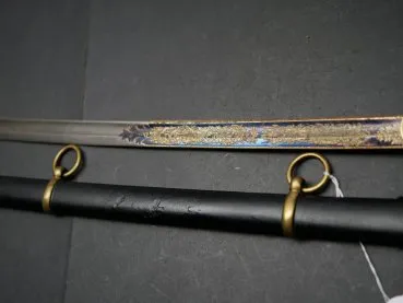 Infantry saber with blued gold-plated Damascus blade