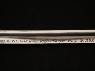 WH Wehrmacht Sabre for Officers with Portepee + Dedication "To Sergeant R. Wendt ..... 10.I.R.253"