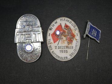 Preview: Lot von 3 WHW Abzeichen Hamburg