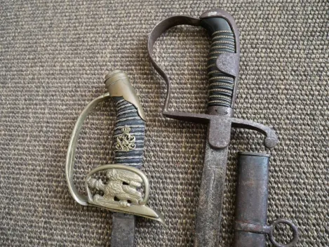 Prussian IOD Infantry Officer's Sword + Unit Sabre - untouched attic find