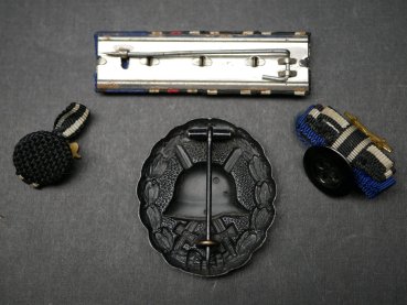 Medal bar 1st + 2nd World War - Iron Cross 2nd Class 1914 + Royal House Order of Hohenzollern, Knight's Cross with Swords + War Participant's Cross + 25 Faithful Services +++