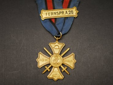 Regimental commemorative cross on ribbon with overlay for telephone A 20