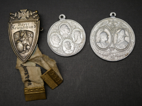 Badge of the Bavarian Veterans' Association 1874 Dollnstein + 2x Prussian Medal Kaiser Maneuvers