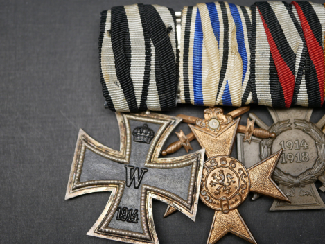 Preview: 5er Ordensspange 1.WK + 2. WK - EK2 1914 + Bayern + KTK + Schutzwall + Treue Dienste