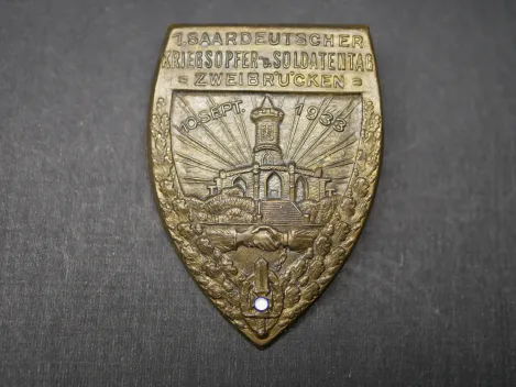 Badge - 1st Saarland War Victims and Soldiers' Day Zweibrücken 1933