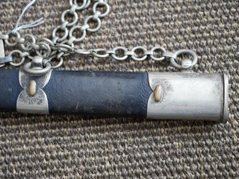 DLV / Luftwaffe Offiziersdolch, sogenannter Borddolch - 1. Modell mit versplinteten Scheidenbeschläge vom Hersteller Hörster Solingen