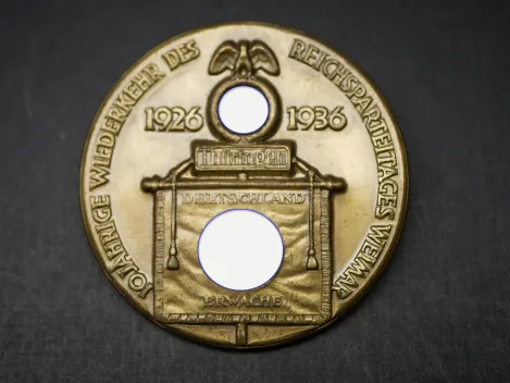 Badge - 10th anniversary of the Weimar Reich Party Congress 1926-1936